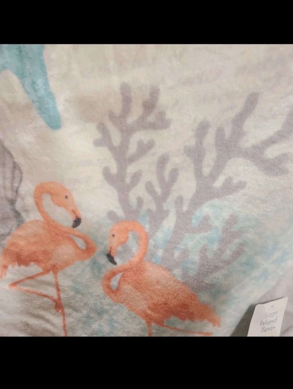 4pc Coastal Pink Flamingo Seashell Velour Bath & Hand Towel Set Sage Island Spa